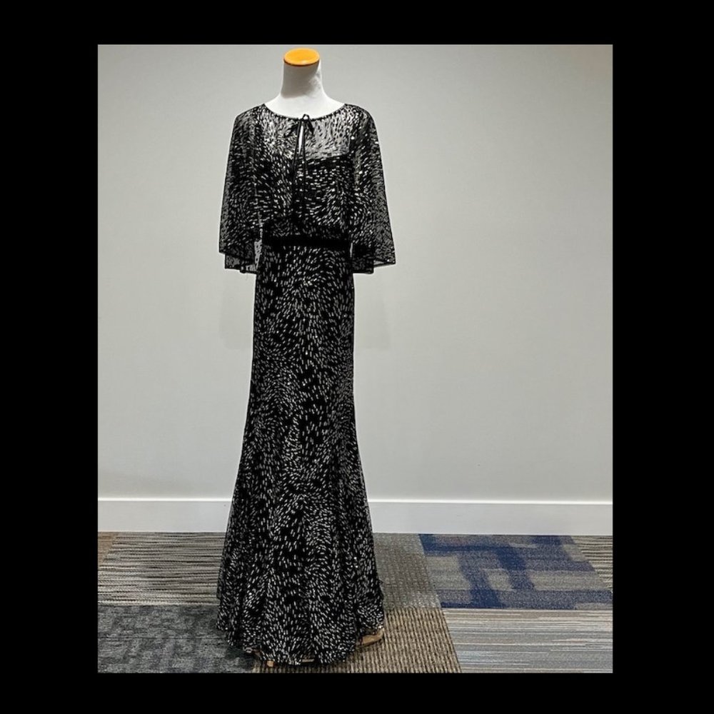 Adrianna Papell Black & Gold Sparkle Caplet Dress